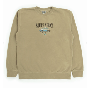 sand, tan, beige south africa crewneck, white background