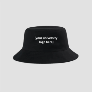 black bucket hat with customizable option to add university logo