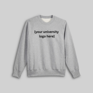 gray crewneck sweatshirt with customizable option to add university logo