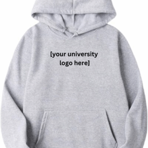 gray hooded sweatshirt with customizable option to add university logo