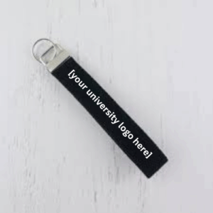 black key chain holder with customizable option to add university logo