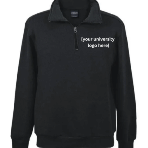 mens black quarter zip hoodie with customizable option to add university logo